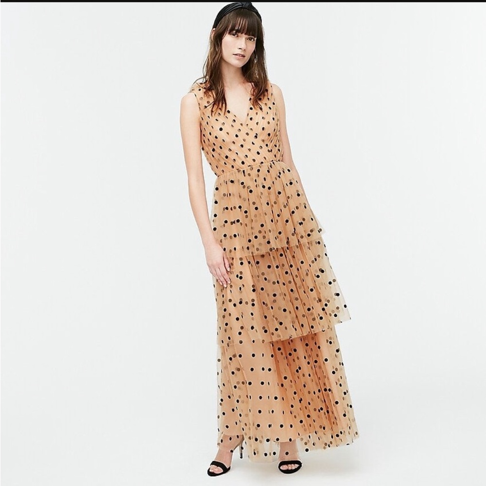 J.Crew Tiered Mesh Polka Dot Dress - size 6